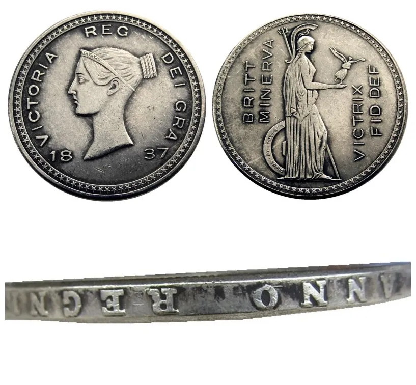 Grã-Bretanha Victoria prata padrão coroa 1837 cópia moeda acessórios de decoração para casa