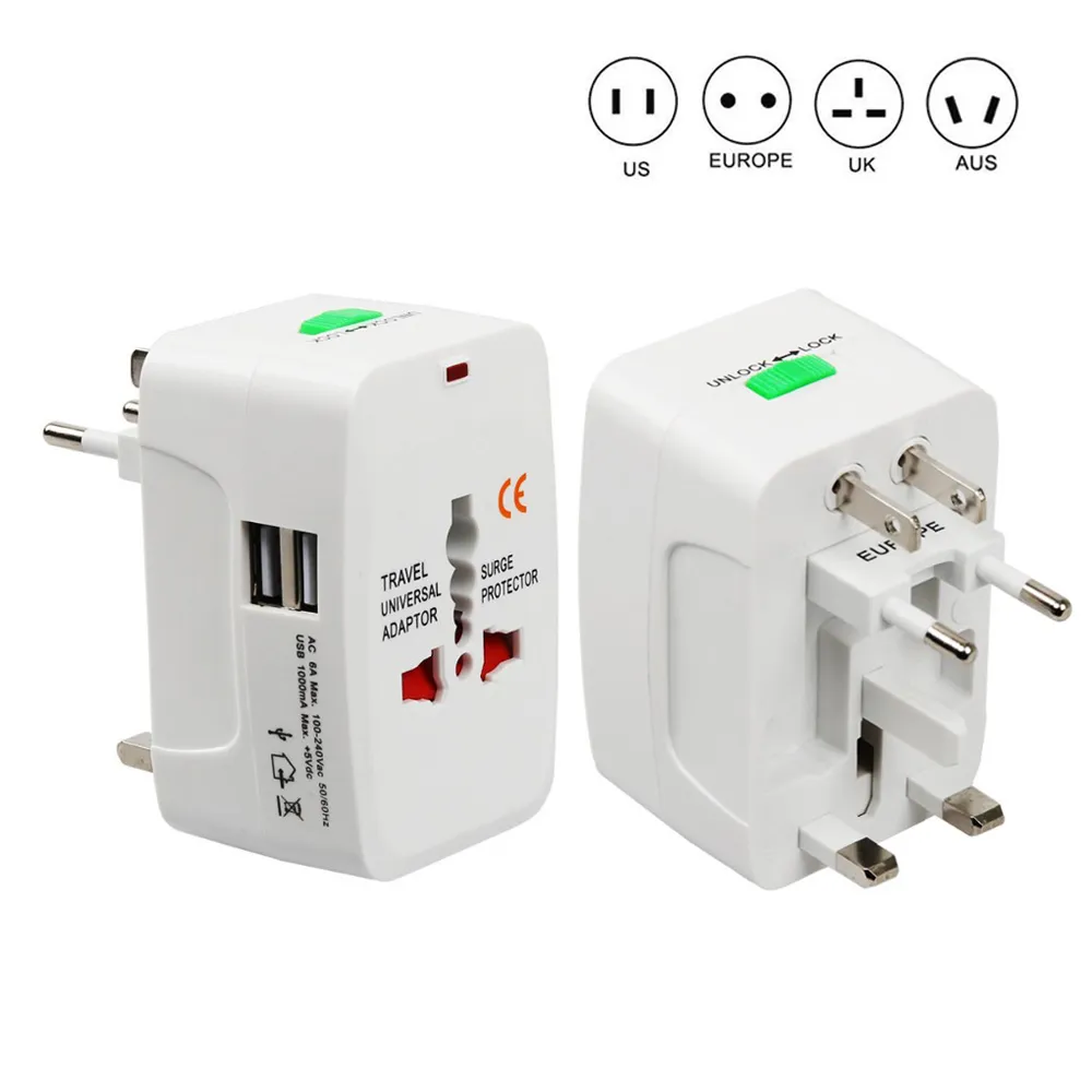 Elektrische Plug Power Socket Adapter International Travel Adapter Universele Travel Socket USB Power Charger Converter EU UK VS AU