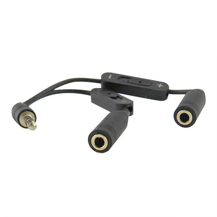 3.5mm Jack Splitter Câbles Mâle à 2 Femelle Audio Câbles Adaptateur Avec Contrôle Du Volume Casque Téléphone Aux Câble