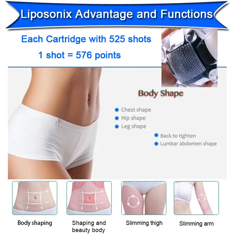 Draagbare Ultrasound Body Shaping Machine Facial 3D HIFU Rimpel Removal Face Lifting Liposonix 2 in 1 Afslanken Beauty-apparatuur