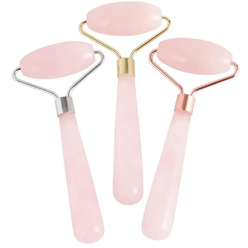 Nouvelle arrivée Rose Quartz cristal naturel puissant guérison chinois de rouleaux de massage cristal bluetooth visage yeux jade rouleaux en gros LX6868