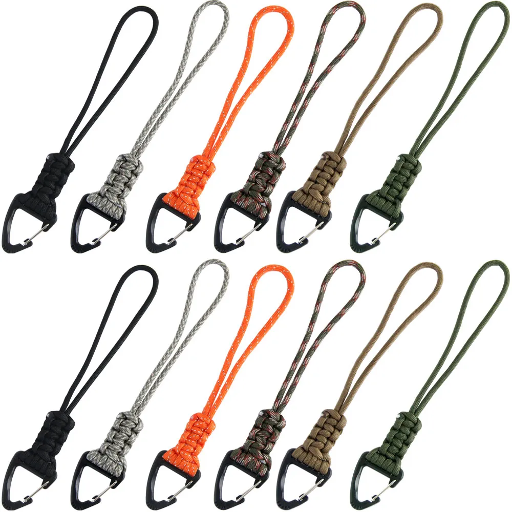 Lyivisk Cordón Táctico En Espiral, Cuerda De Seguridad Elástica, 100 Cm, Extensible, Con 2 Mosquetones, Paracord, Llavero Para Linterna, Llaves, Pesca, Camping, Exterior (negro