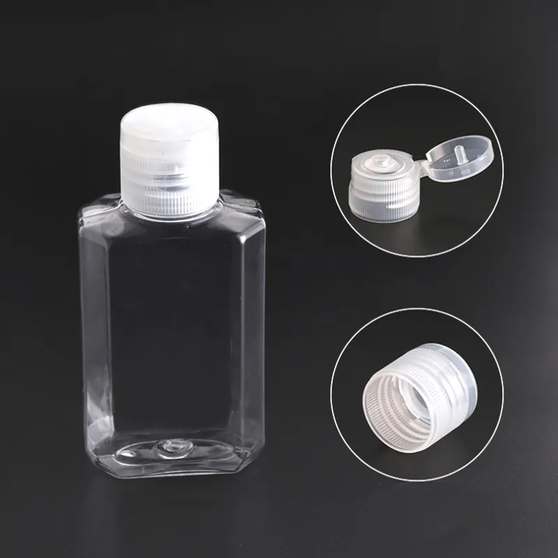 60ML البلاستيك زجاجة إعادة الملء الكحول فارغة سهلة حمل زجاجات البلاستيك شفافة واضحة اليد البلاستيكية