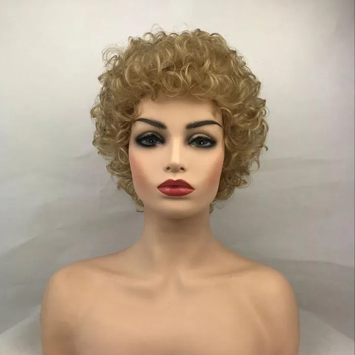 Women Wig Ladies Sexy Blonde Curly Short Daily Natural Synthetic Wigs