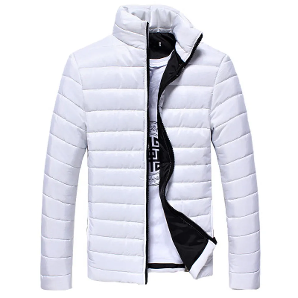 Herrenmantel Mode Jungen Männer Warm Stehkragen Schlank Winter Reißverschluss Mantel Outwear Mode Jacke Winter Lässige Herrenjacken