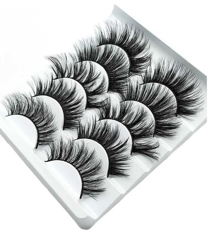 NYA 5PAIRS FAUX 3D Mink Eyelashes False Eyelashes Naturliga tjocka långa ögonfransar Eyelash Extension Wispy Makeup Beauty Tools