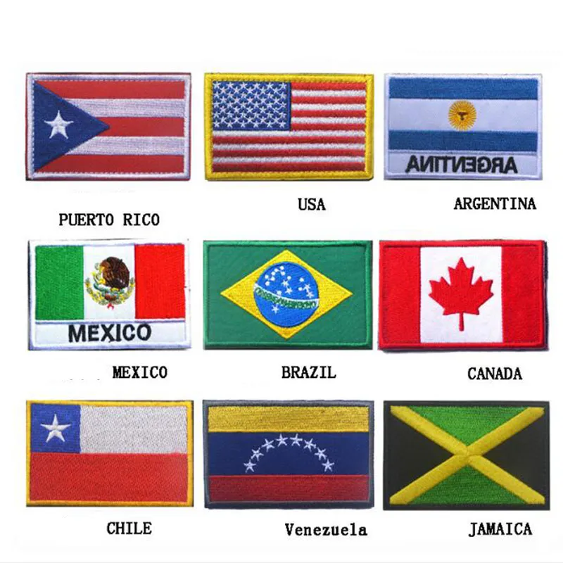 National Flag Embroidery Patch American Flag Puerto Rico Jamaica Venezuelan Flag Badge Bandage Patch Kläder ryggsäck 8 * 5 cm