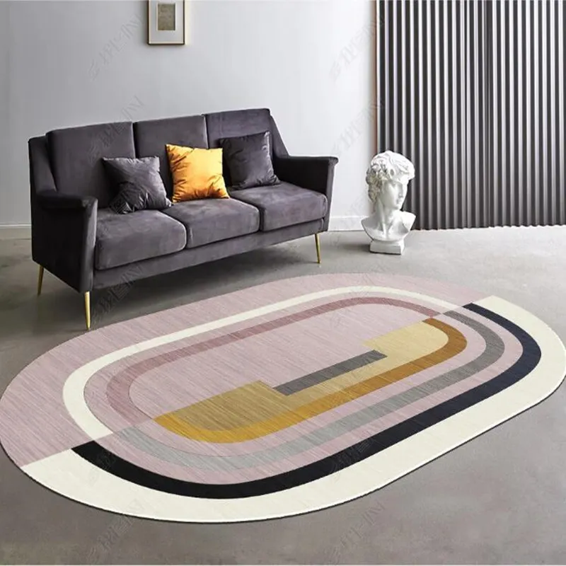Moderne minimaliste cristal velours tapis ovale salle de bain anti-dérapant tapis de sol salon chambre tapis de sol décoration tapis de maison
