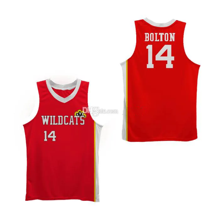 # 14 Zac Efron Troy Bolton East High School Wildcats Retro Classic Basketball Jersey Mens Ed Numéro personnalisé Nom Jerseys