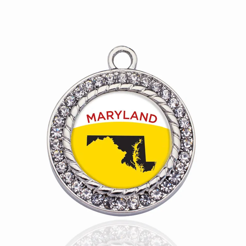 Colar Maryland Outline Charme Círculo Coração Vintage Pingentes Moda Charme Colar Para Mulheres Homens Jóias Faça Você Mesmo 266l