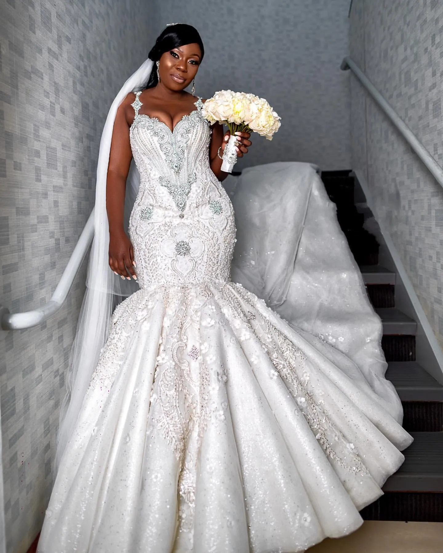 Arabic Plus Size Lace Beaded Mermaid Wedding Dresses Crystals Bridal Gowns From Officesupply 656.69 DHgate.Com