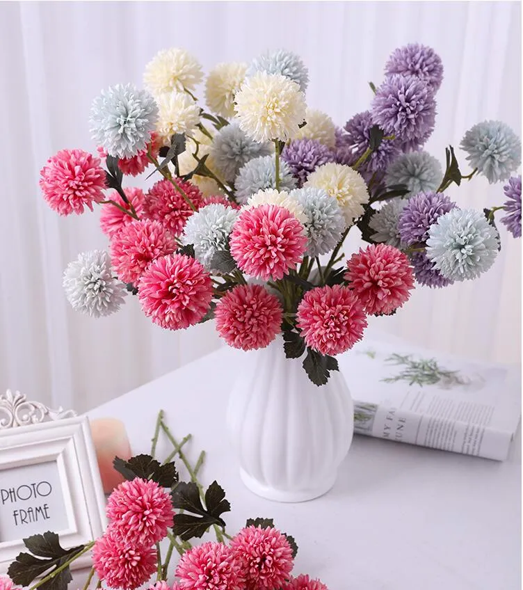 artificial flowers wedding decorations artificial chrysanthemum long about 50cm three heads daisy four colors for choose