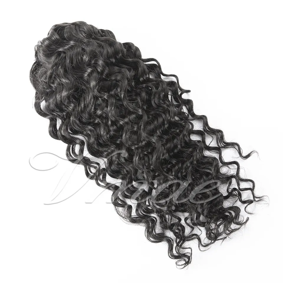 Chinese hair 12 to 26 inch 120g 140g 160g Natural Black Deep Wave ponytail Virgin Remy Human Hair Drawstring Ponytails