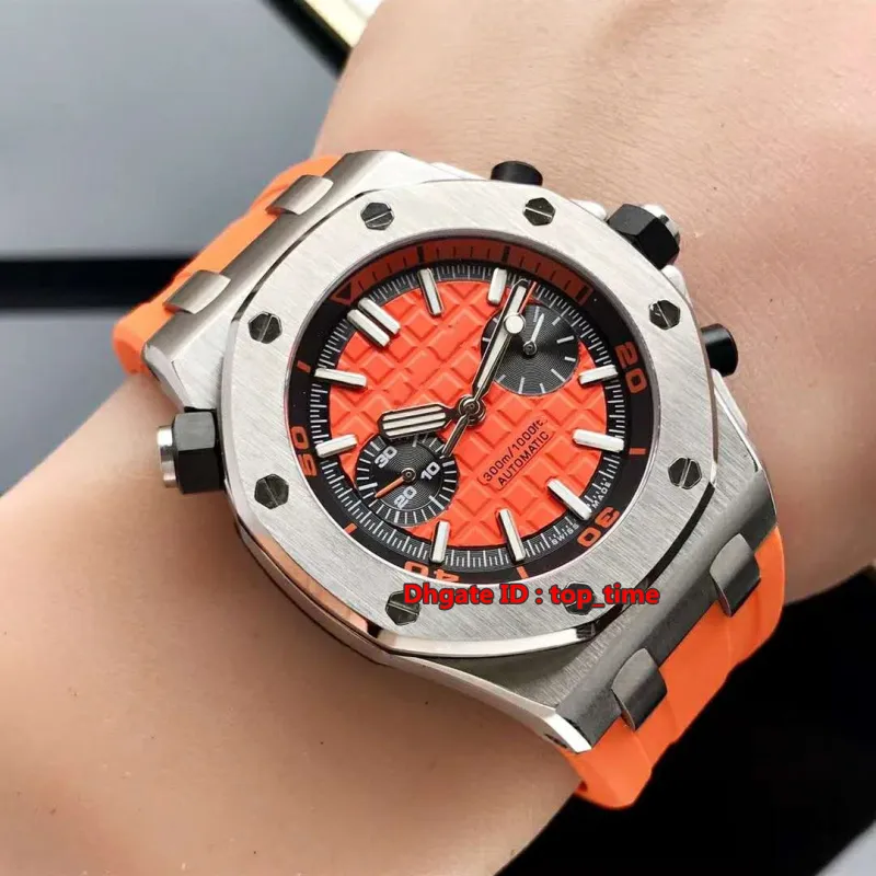 5 Stile Beste Uhr 42 mm Diver Automatik Herrenuhr 26703 316L Stahlgehäuse Saphir Orange Zifferblatt Orange Kautschukarmband Herrenuhren