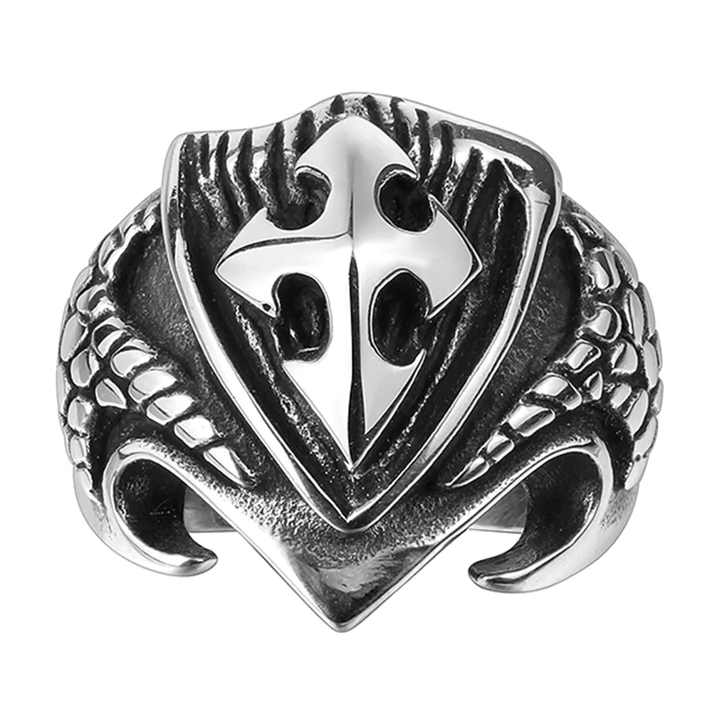 Rostfritt stål Ringar Armor Cross Pattern Double Layer Ring roman unika coola utformade smycken för herrns jubileum överraskning gåva potala147