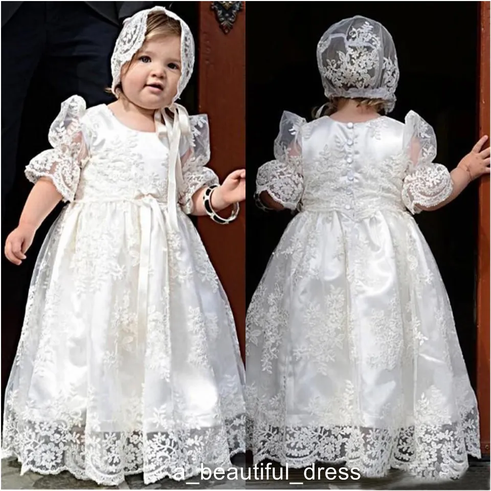 Witte kant baby eerste communie jurken gor meisjes peuter jurk vestido primera comunion doopjurken para ninas voor baby FG1348