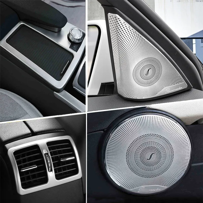 Autocollant de garniture de couverture d'accoudoir de porte de panneau de CD de climatisation de changement de vitesse intérieur de voiture accessoires automatiques pour Mercedes Benz classe C W204 2008-2014