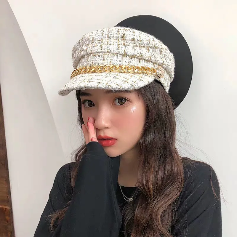 Fashion-japanese fashion beret åttkantig hatt, platt topp marin hatt, vår och höst mångsidig mössa.