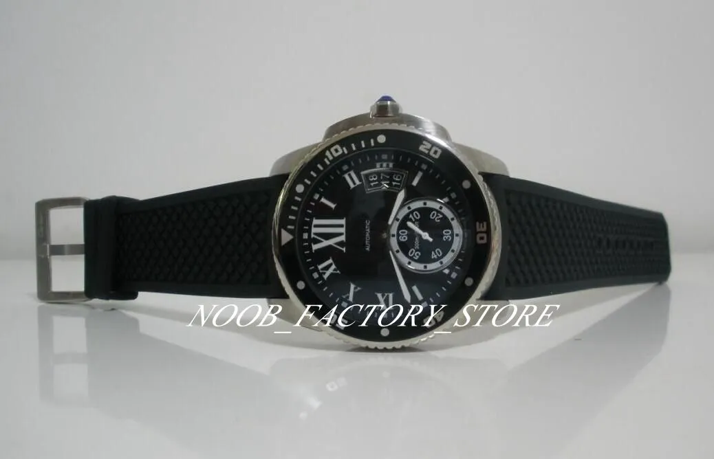 Luxury Men's Watches 42mm black dial Sapphire Glass Automatic Mechanical Watch Wrisrwatch Rubber Strap Watches226m