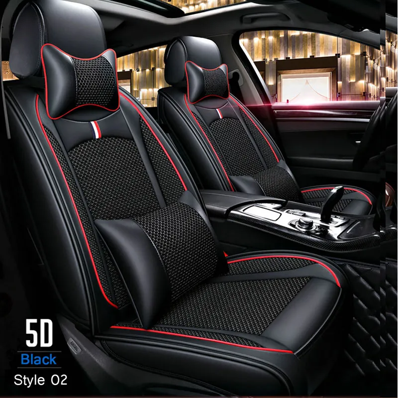 Lato 100% Oddychająca PU Leather / Ice Silk Car Seat Obejmuje UNIVERSAL CAR SEAT Protector Pokrycie siedzenia Auto Akcesoria wewnętrzne