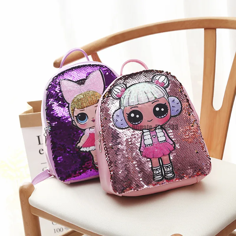 lol Backpack Cartoon Sequins Teenagers Anime Kids Student School Bag Travel Bling Rucksack Bags For Kid and Adult