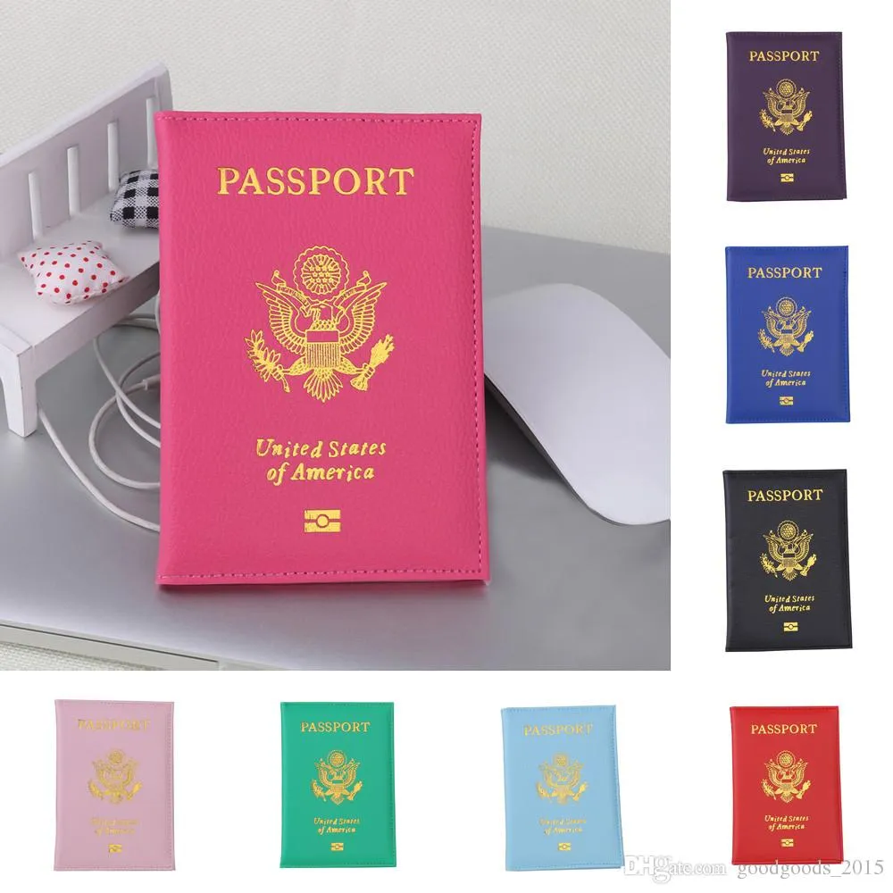 Capa de passaporte fofa dos EUA Mulheres Pink Travel Passport Tours American Covers para passaporte Girls Case Pouch Pasport DLH105