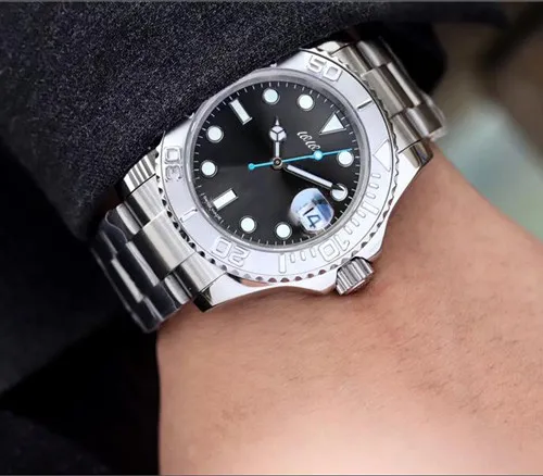 2019 Balck Crystal Glash 2813 Zegarek męski mechaniczny automatyczny ruch ze stali nierdzewnej zegarek sportowy 40 mm