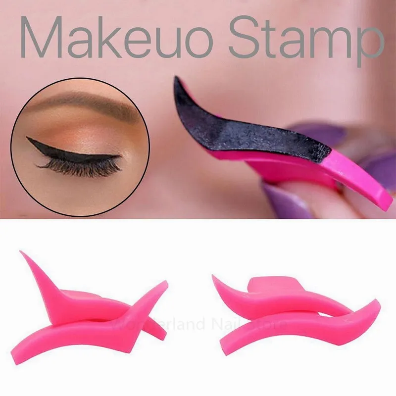 2 / 1Pair Eyeliner Wing Stamps Простой в использовании шаблон для трафарета Модели трафаретов для макияжа крыльев с кисточкой maquiagem Professional