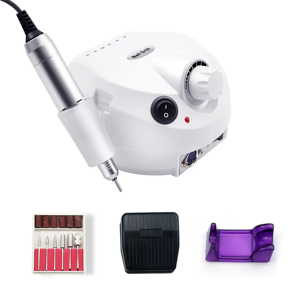 Portable Electric Nail Drill Kit For Manicure & Pedicure – Includes File, Bits, Case & Sanding Bands (Red)