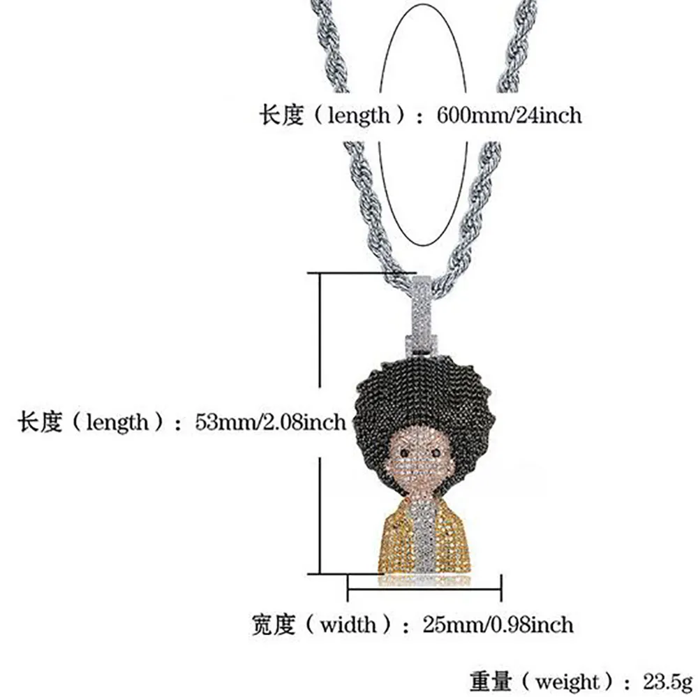 Icy Huey Boondocks Custom Iced Out Pendant 14K Gold Plated With Micro Pave Cubic Zirconia Simulated Diamonds And 24 Inch Rope Chain For Men From Yishop4u 30.74 DHgate.Com