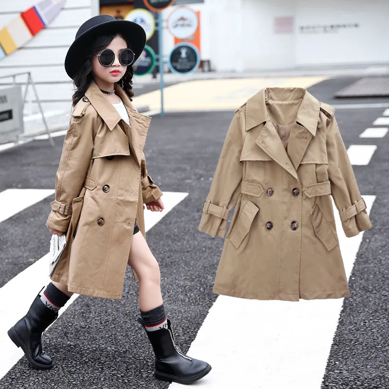 Girls long on sale trench coat