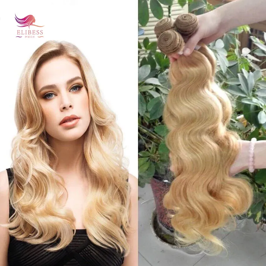 Blondes Haar Brasilianische Haare webt doppelte Schusskörper Wave-Bündel Farbige menschliche Haarverlängerungen Farbe # 613