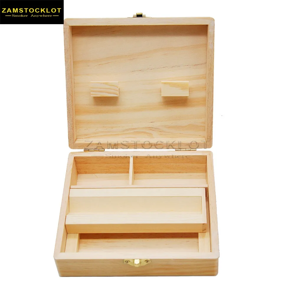 Elegant Wood Stash Box With Rolling Tray Natural Handmade Wood