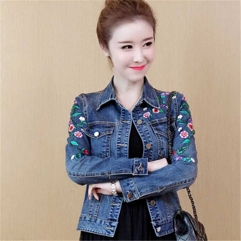 Compra Chaqueta De Mezclilla Corta Con Bordado Floral Para Mujer Chaqueta  De Mezclilla Elegante De Un Solo Pecho Elegante Abrigo De Primavera Chaqueta  De Mezclilla Básica 5XL Barato | Entrega Rápida Y