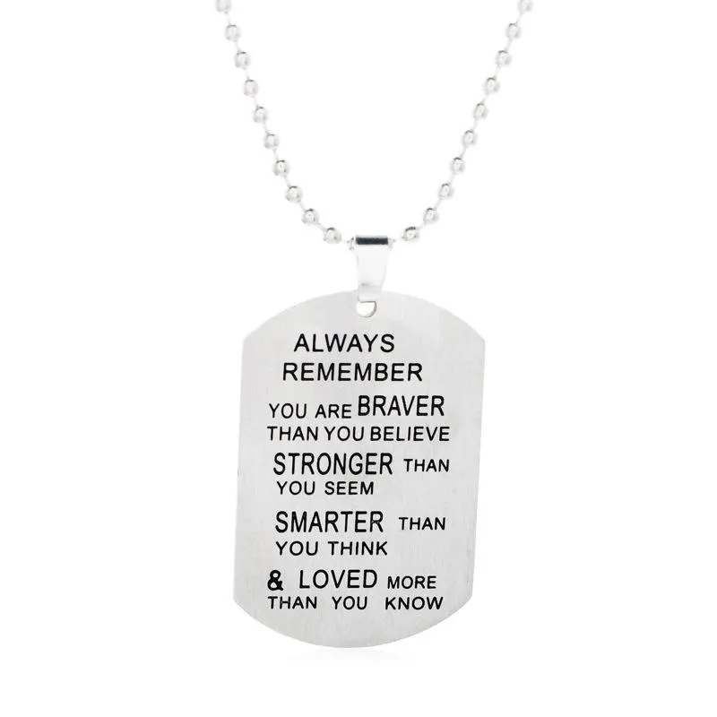 Halskette mit Erkennungsmarke und Gravur „To Family Best Friend Always Remember“ aus Edelstahl