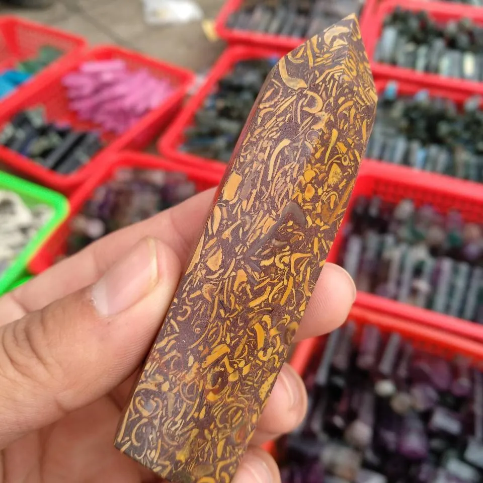 1 Stück natürliche schöne goldene Seide Jade Quarz Kristall Zauberstab Punktheilung