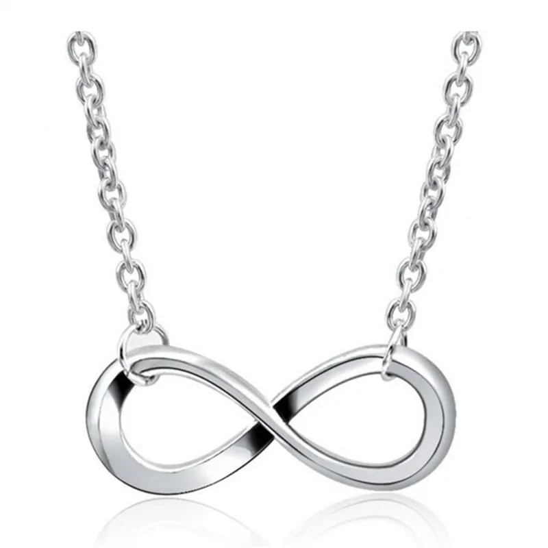 Infinity Love Pendentif Colliers Numéro Huit Charme Bijoux Mode Élégant Or Argent Couleur Fille Dame Lien Chaîne Ras Du Cou Colliers pour Femmes