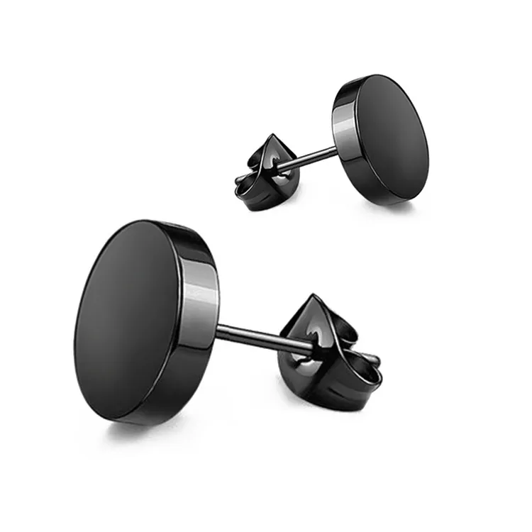 Hip Hop Rock 4/6/8/10mm Black Titanium Steel Stud Earrings Stainless Steel Dumbbell Earrings Jewelry For Women Men A00062