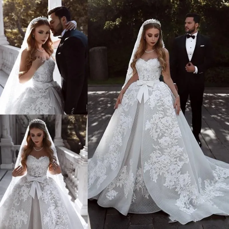 Vintage Wedding Dress Sweetheart Sash Bow 3D Appliques Lace plus size bohemian a-line wedding dresses bridal gowns 2019 vestido de novia