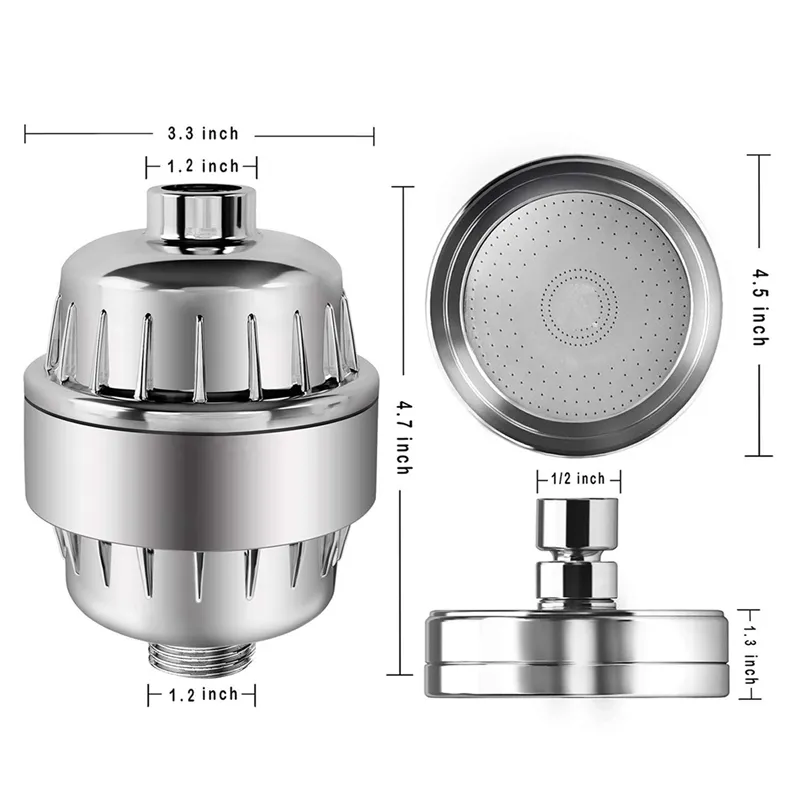 Filtered Shower Head, 3 Modes High Pressure Shower Head with 15 Stage Hard  Water Shower Filter Cartridge for Remove Chlorine and Harmful Substances