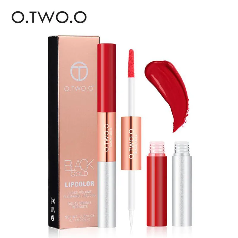 O.two.o 2 i 1 matt glitter lipgloss velvet läppton fuktkräm långvarig flytande läppstift skina skimmer läpp glans smink dhl gratis