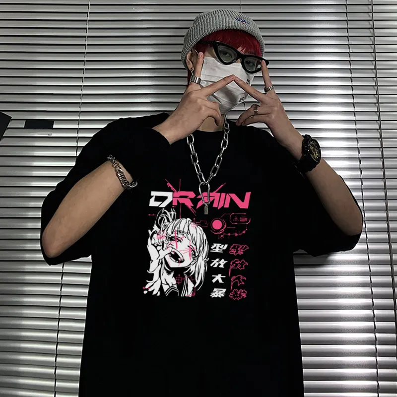 Compra online de Japonês streetwear e menina anime camiseta roupas