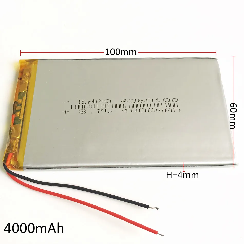 Model 4060100 3.7V 4000mAh Lithium Polymer LiPo Rechargeable Battery For DVD PAD Mobile phone GPS Power bank Camera E-books Recoder TV box