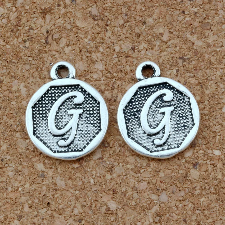 100PC / Massor Antik Silver Letter "G" Alphabet Initial Alloy Charms Pendants för smycken som gör halsband DIY Tillbehör