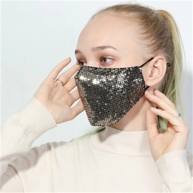 Mistpreventie Beschermende maskers Pailletten Adarmator Gezichtsmasker Mannen Dames Unisex Mond Mascherine Hergebruik Wijd 6 5 uur H1