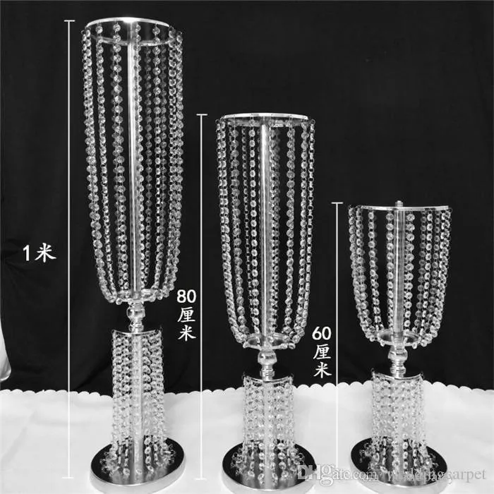 Luxury Tall Acrylic Crystal Wedding Road lead props wedding table centerpieces event party decor wedding aisle walkway flower vase