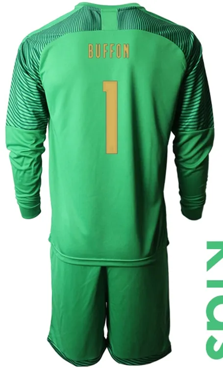 Italy No1 Buffon Green Long Sleeves Goalkeeper Soccer Country Jersey
