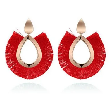 Main Boucles D'oreilles En Fil de Coton Style Bohème Femmes Boucles D'oreilles Bijoux Cadeaux Pour Noël, Saint Valentin