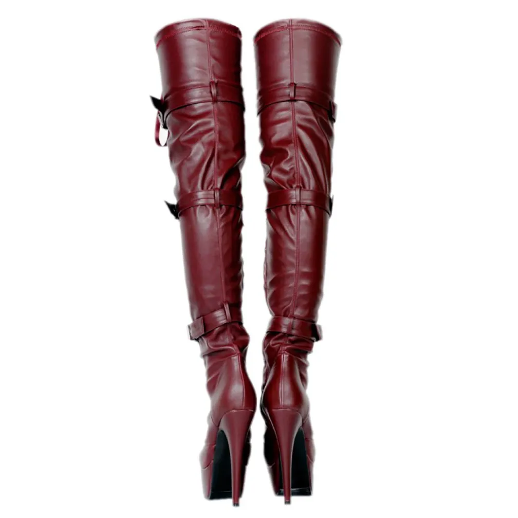 DarkRed Over The Knee Thigh High Buckle Boots For Women Sexy Nightclub Dance Evening Fashion Shoes From Factory Honeyshu Bulk 120.6 DHgate.Com