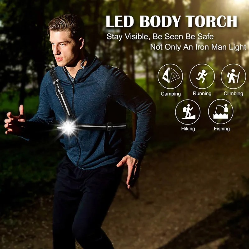 Feux De Sécurité LED Pour Sports De Plein Air, Cyclisme, Course À Pied,  Lampe De Poche De Nuit, Voyants Davertissement, Charge USB, Lampe De  Poitrine, Torche À Lumière Blanche Du 23,26 €